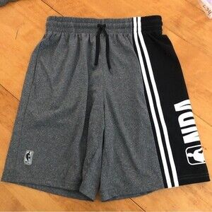NBA Basketball Shorts. Dark Grey, Black, White. Medium drawstring light